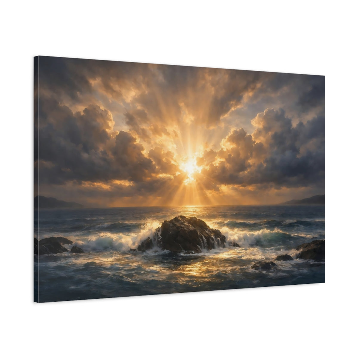 Seascape Dramatic Sky Ocean Sunset Nature - Canvas Wall Art Print