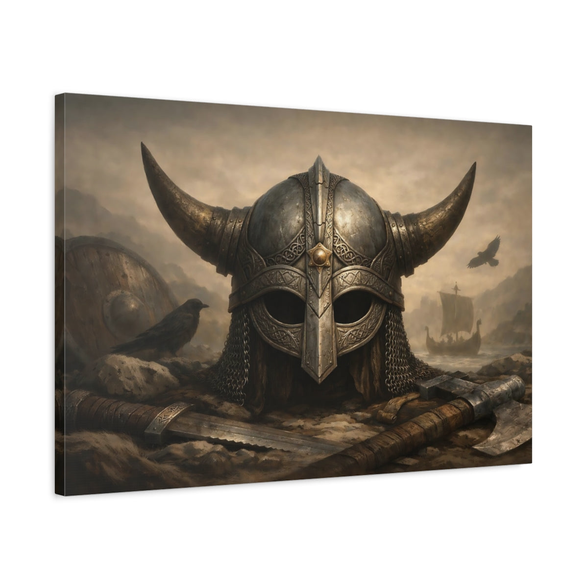 Vintage Viking Helmet - Canvas Wall Art Print