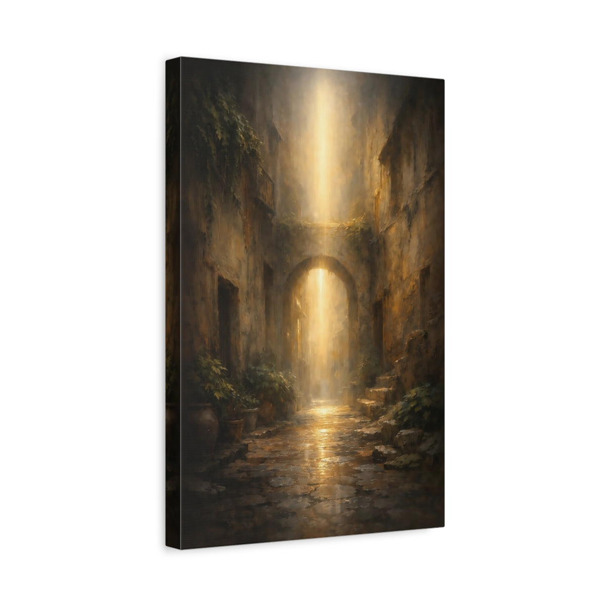 Fairytale Alleyway Arch Golden Light Alley - Canvas Wall Art Print