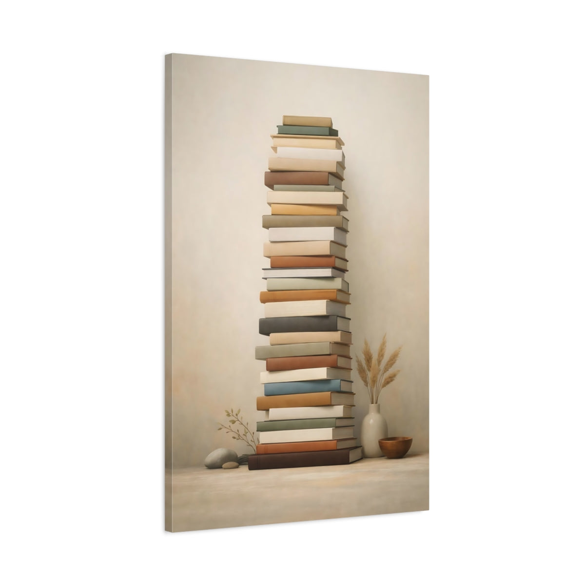 Livres anciens empilés neutres - Impression sur toile
