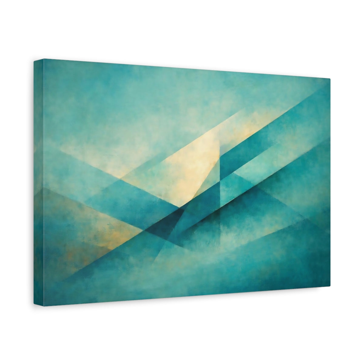 Abstract Geometric Abstraction Teal And Gold - Canvas Wall Art Print
