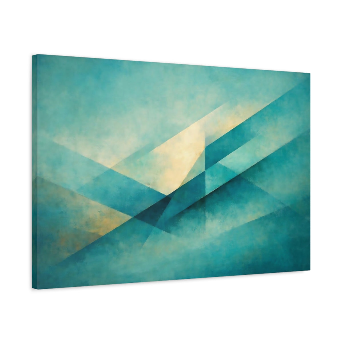 Abstract Geometric Abstraction Teal And Gold - Canvas Wall Art Print