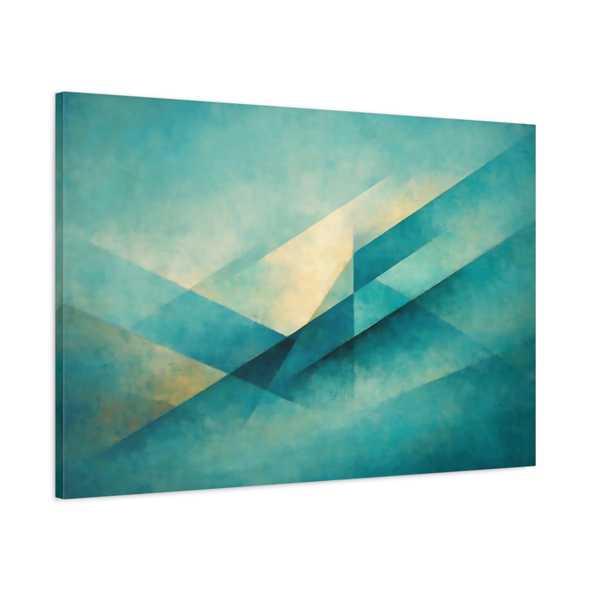 Abstract Geometric Abstraction Teal And Gold - Canvas Wall Art Print
