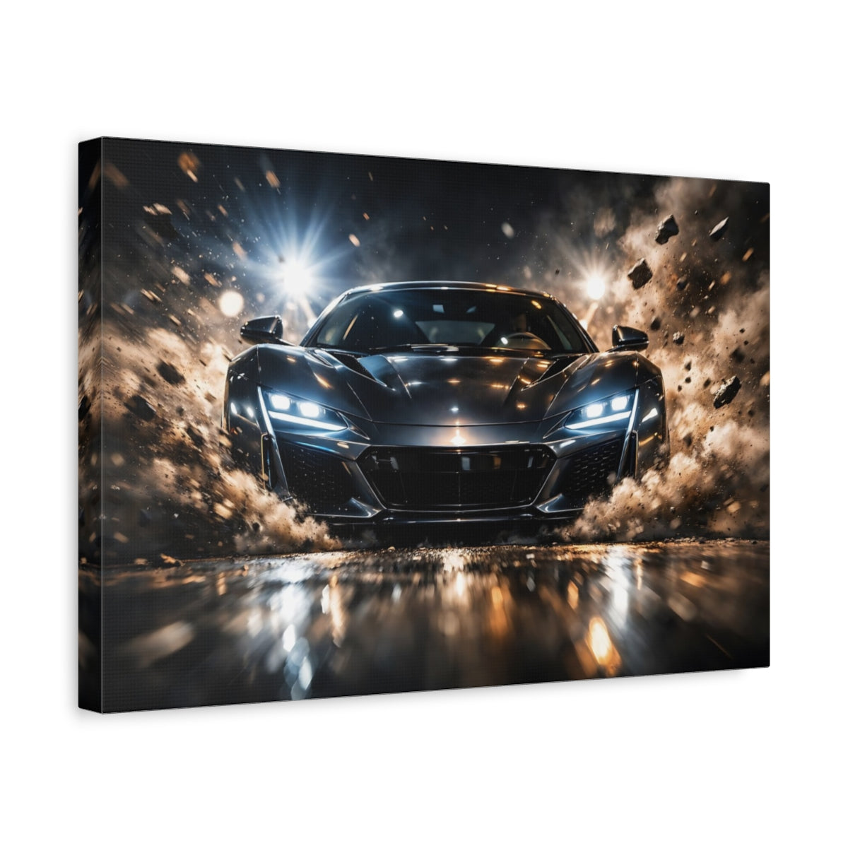 Sports Car Dark Grey - Canvas Wall Art Print
