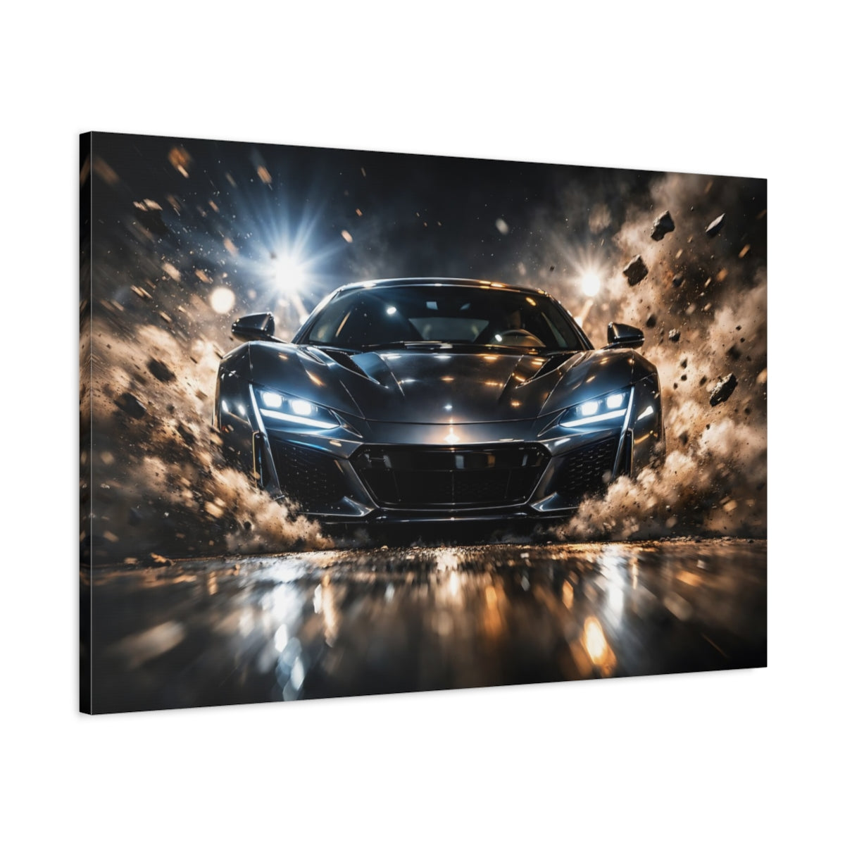 Sports Car Dark Grey - Canvas Wall Art Print