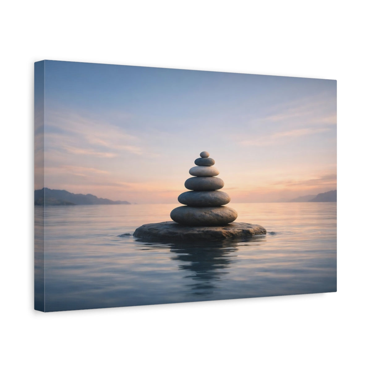 Seascape Meditation Stones Stacked Nature - Canvas Wall Art Print