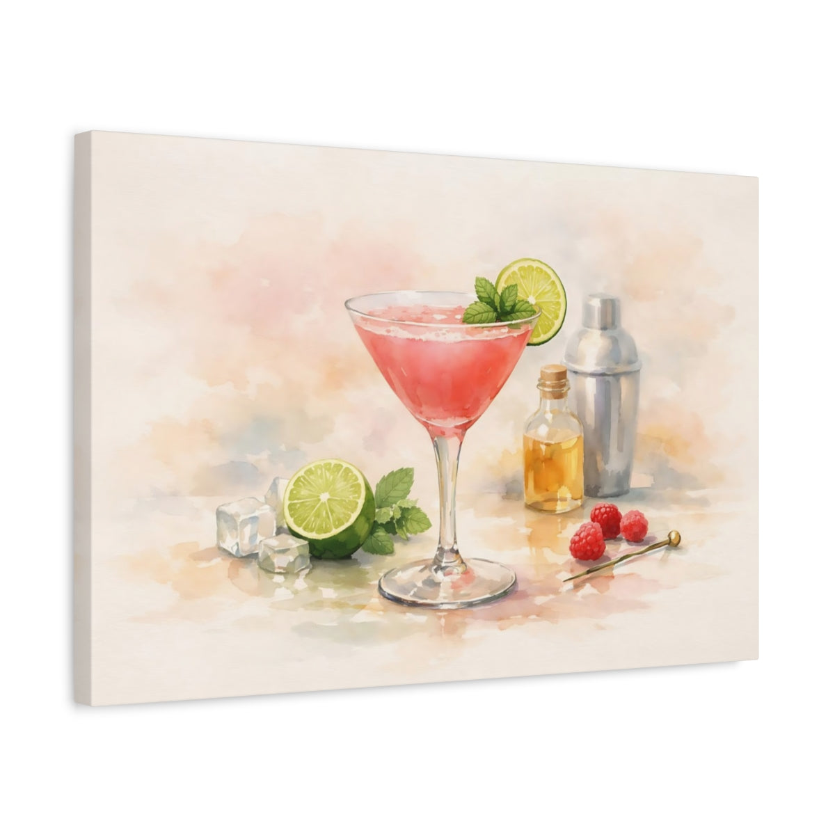 Cocktail Rose Abstraite - Impression sur toile