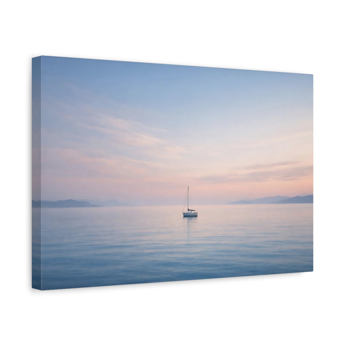 Seascape Lonely Boat Sailboat Nature - Canvas Wall Art Print