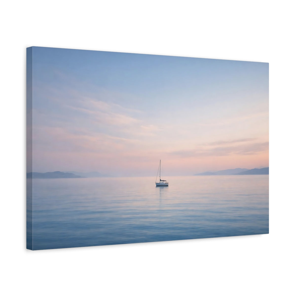 Seascape Lonely Boat Sailboat Nature - Canvas Wall Art Print