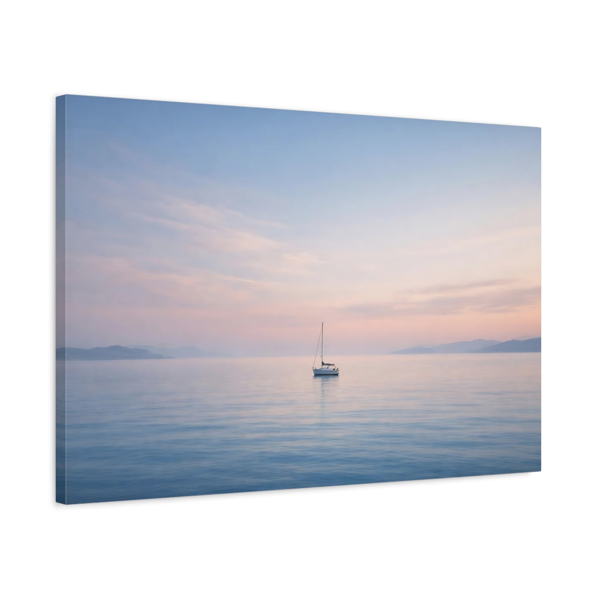 Seascape Lonely Boat Sailboat Nature - Canvas Wall Art Print