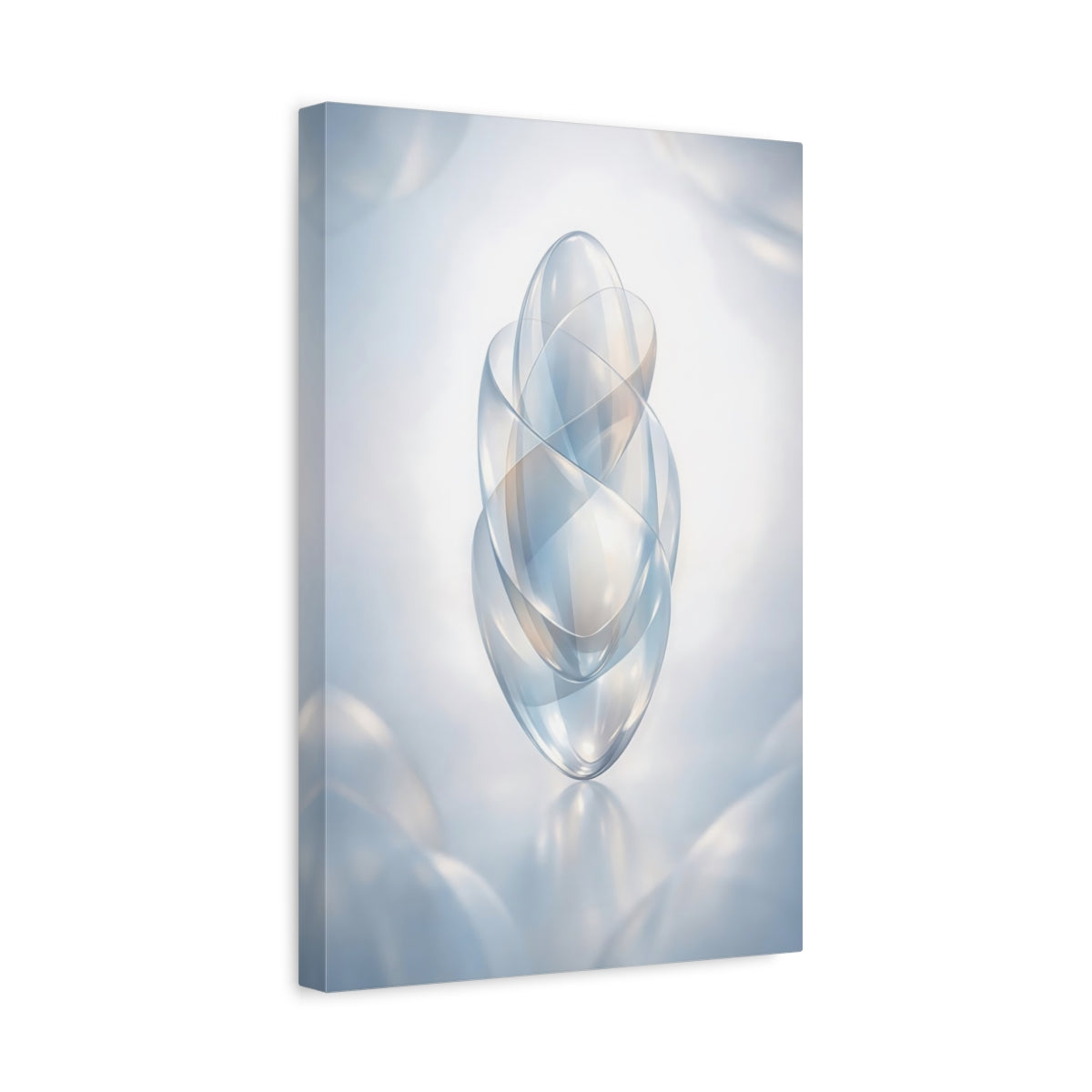 Side Mockup 4. Abstract Abstract Forms Light Blue Abstract shown as stretched canvas wall art