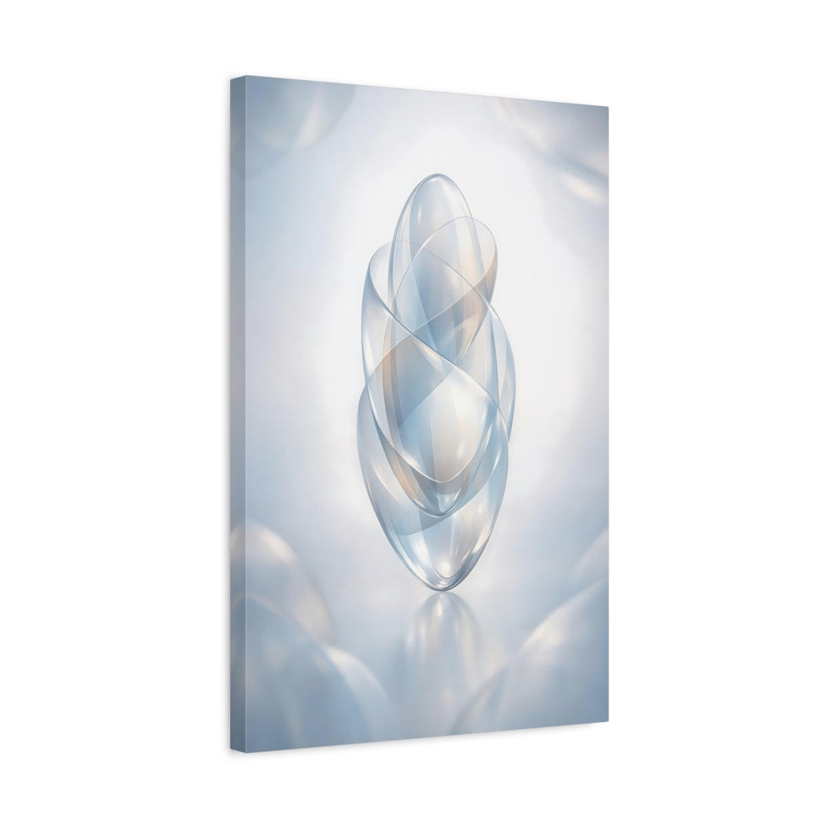 Side Mockup 3. Abstract Abstract Forms Light Blue Abstract shown as stretched canvas wall art
