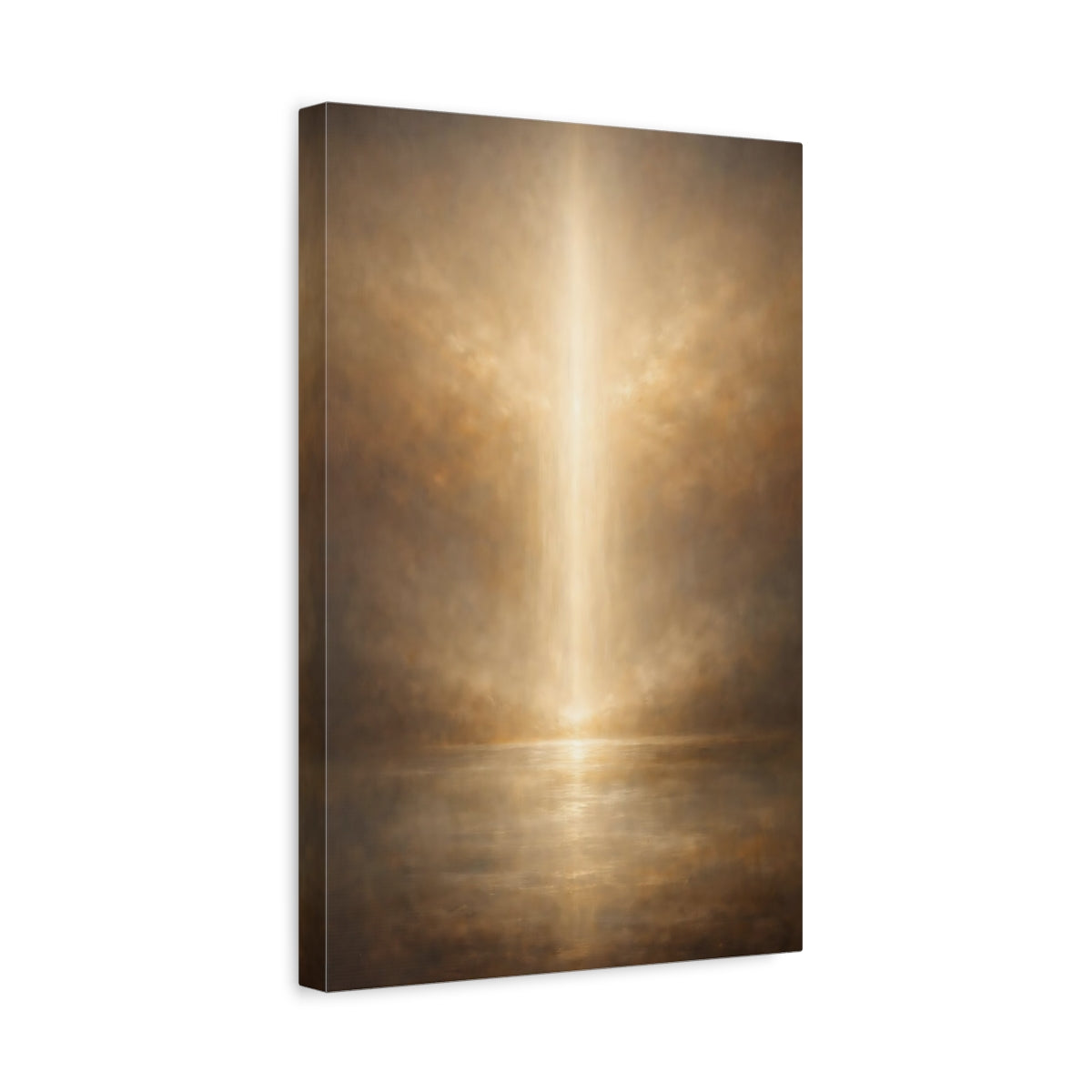 Side Mockup 4. Nature Light Beam Brown And Gold shown as stretched canvas wall art