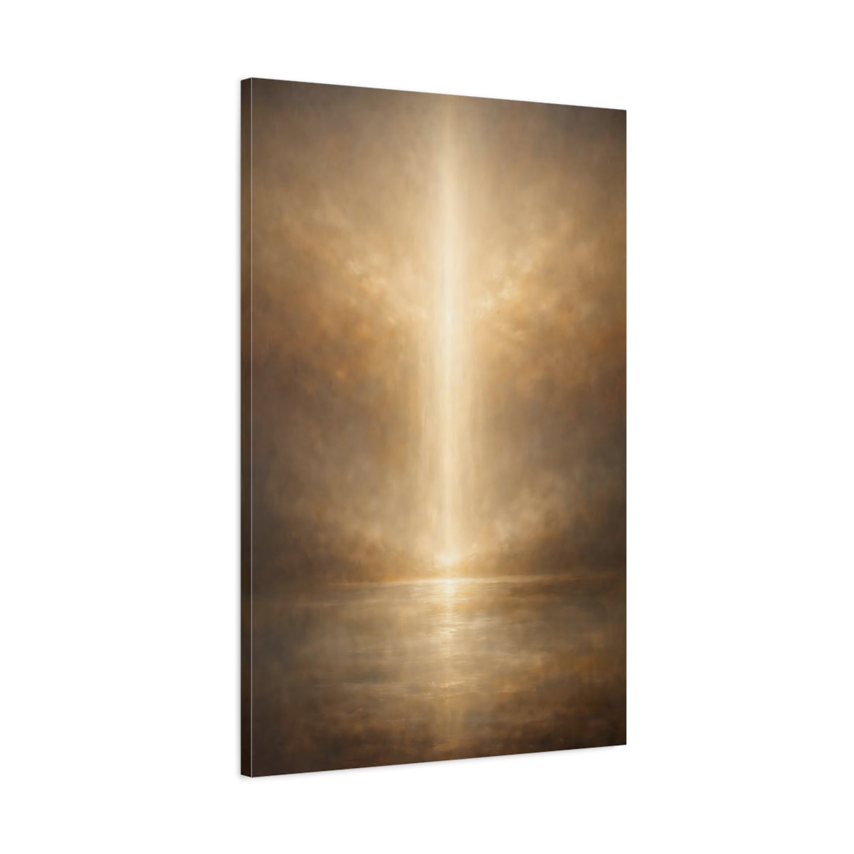 Side Mockup 1. Nature Light Beam Brown And Gold shown as stretched canvas wall art