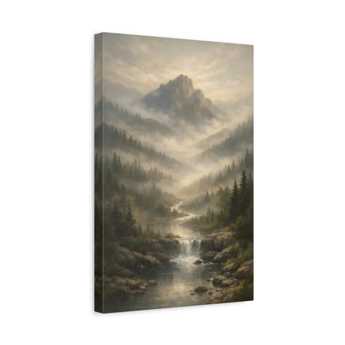 Nature Misty Mountain River - Canvas Wall Art Print