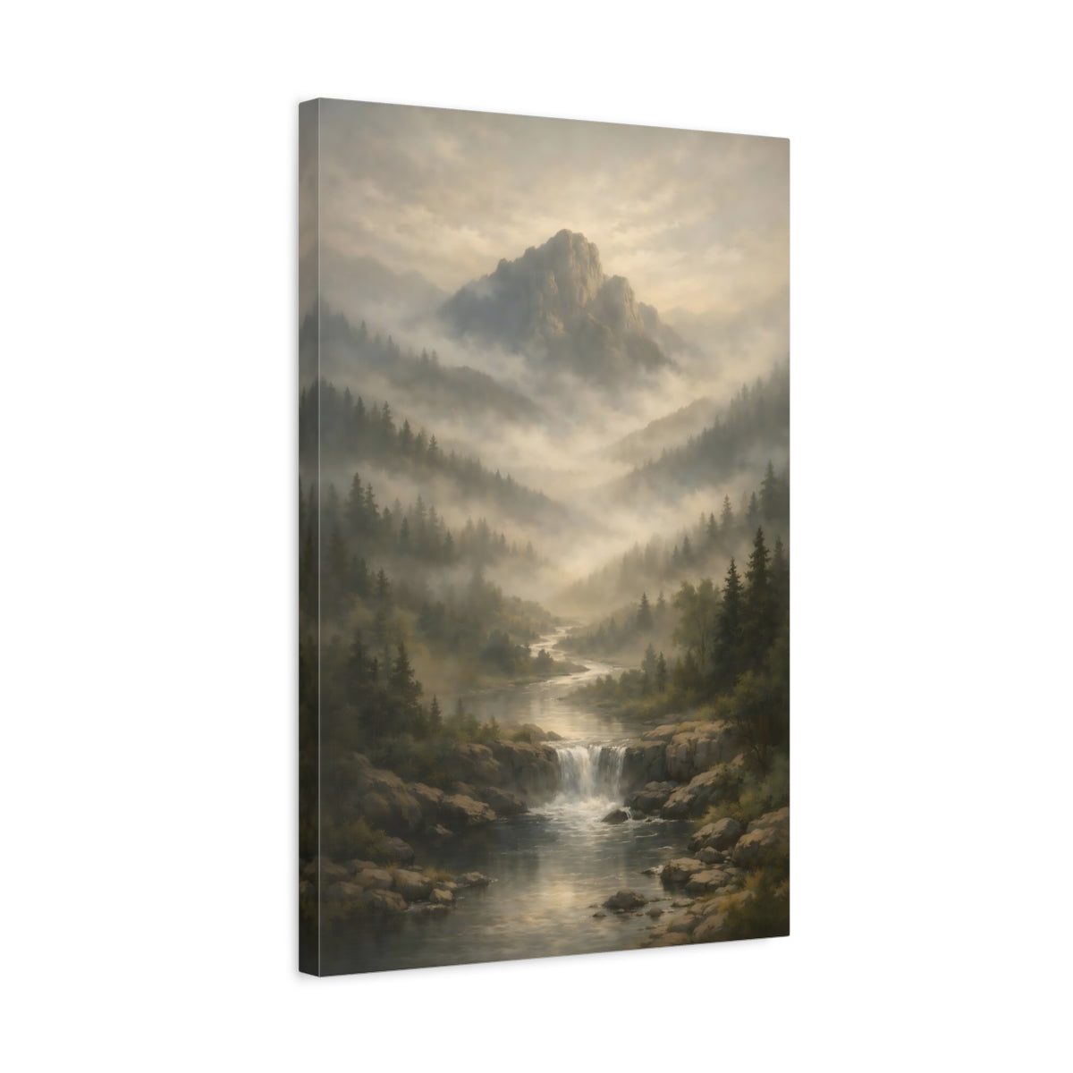 Nature Misty Mountain River - Canvas Wall Art Print