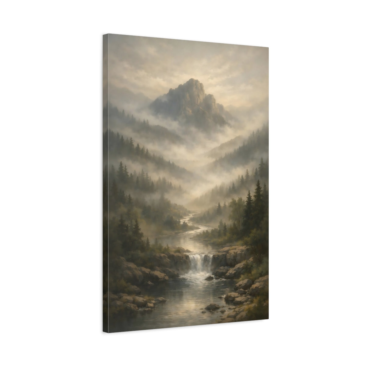 Nature Misty Mountain River - Canvas Wall Art Print
