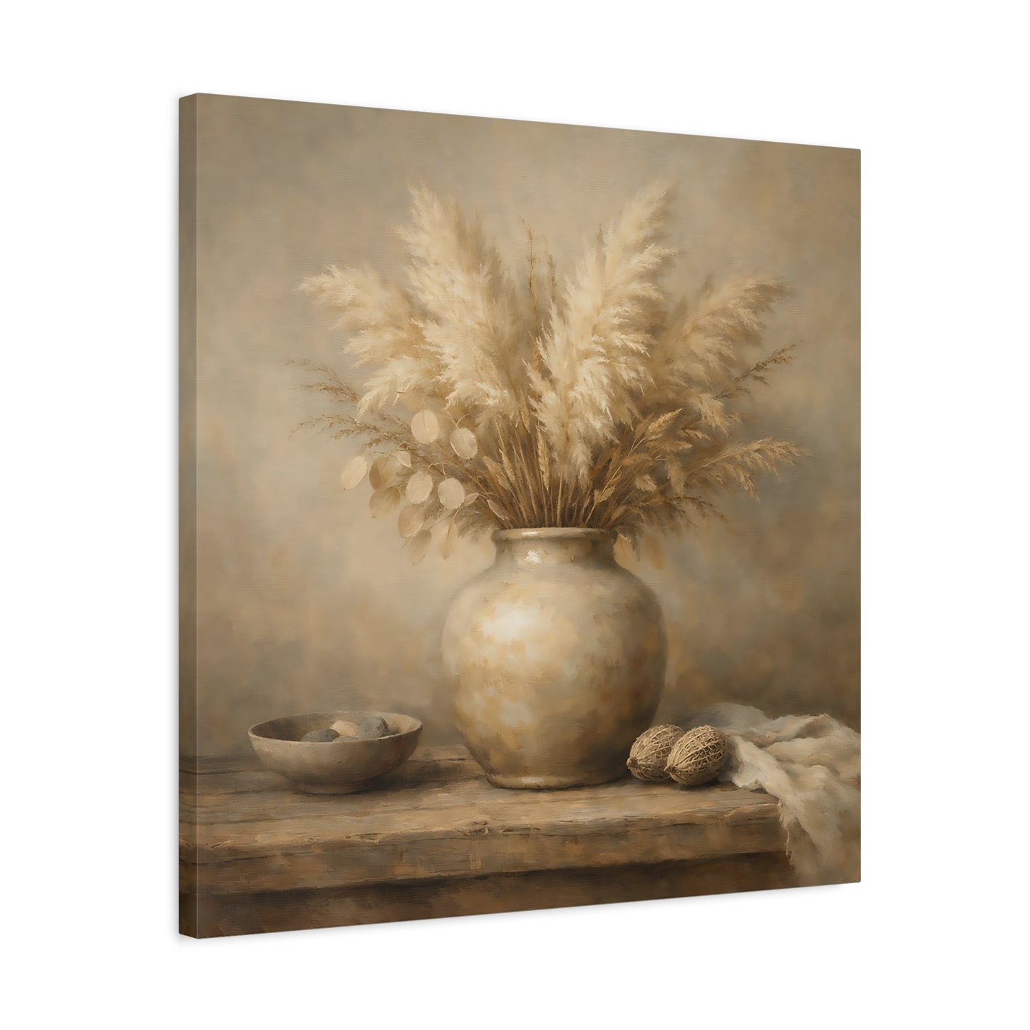 Nature Pampas Grass Brown And Beige - Canvas Wall Art Print