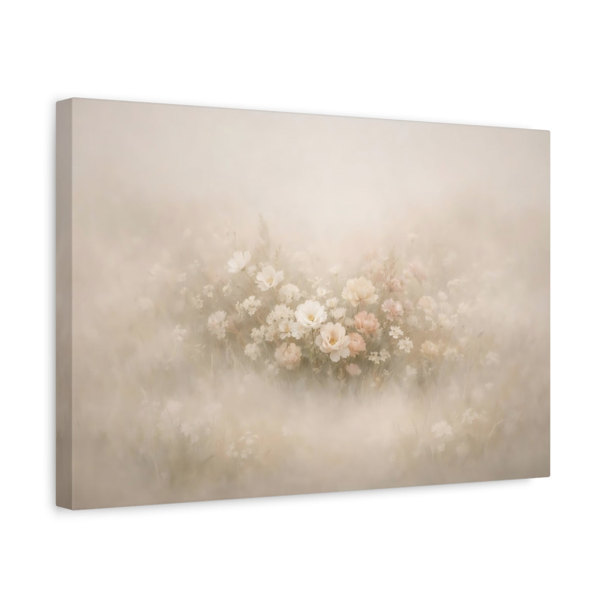 Mist Depth Floral Neutral Wildflowers - Canvas Wall Art Print
