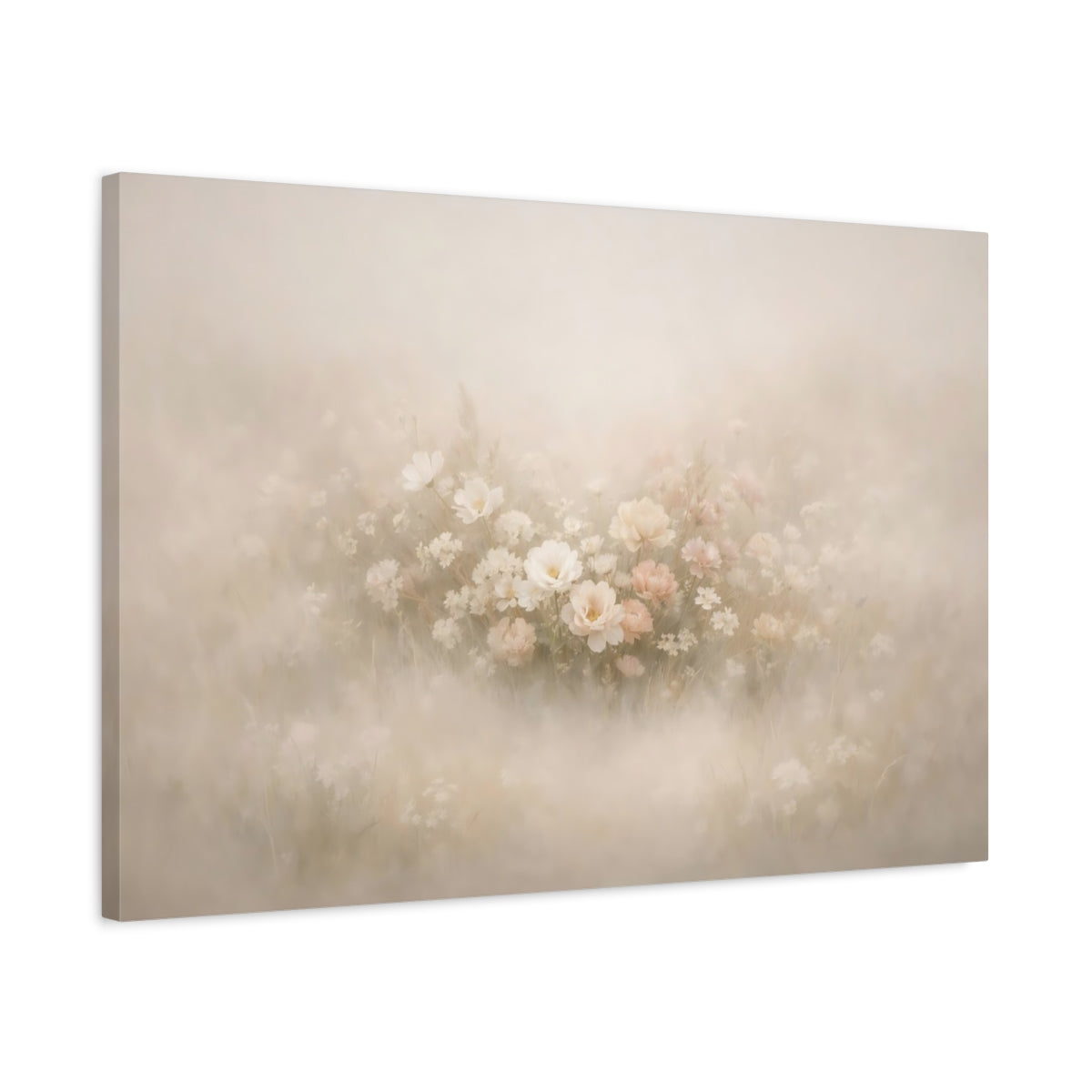 Mist Depth Floral Neutral Wildflowers - Canvas Wall Art Print