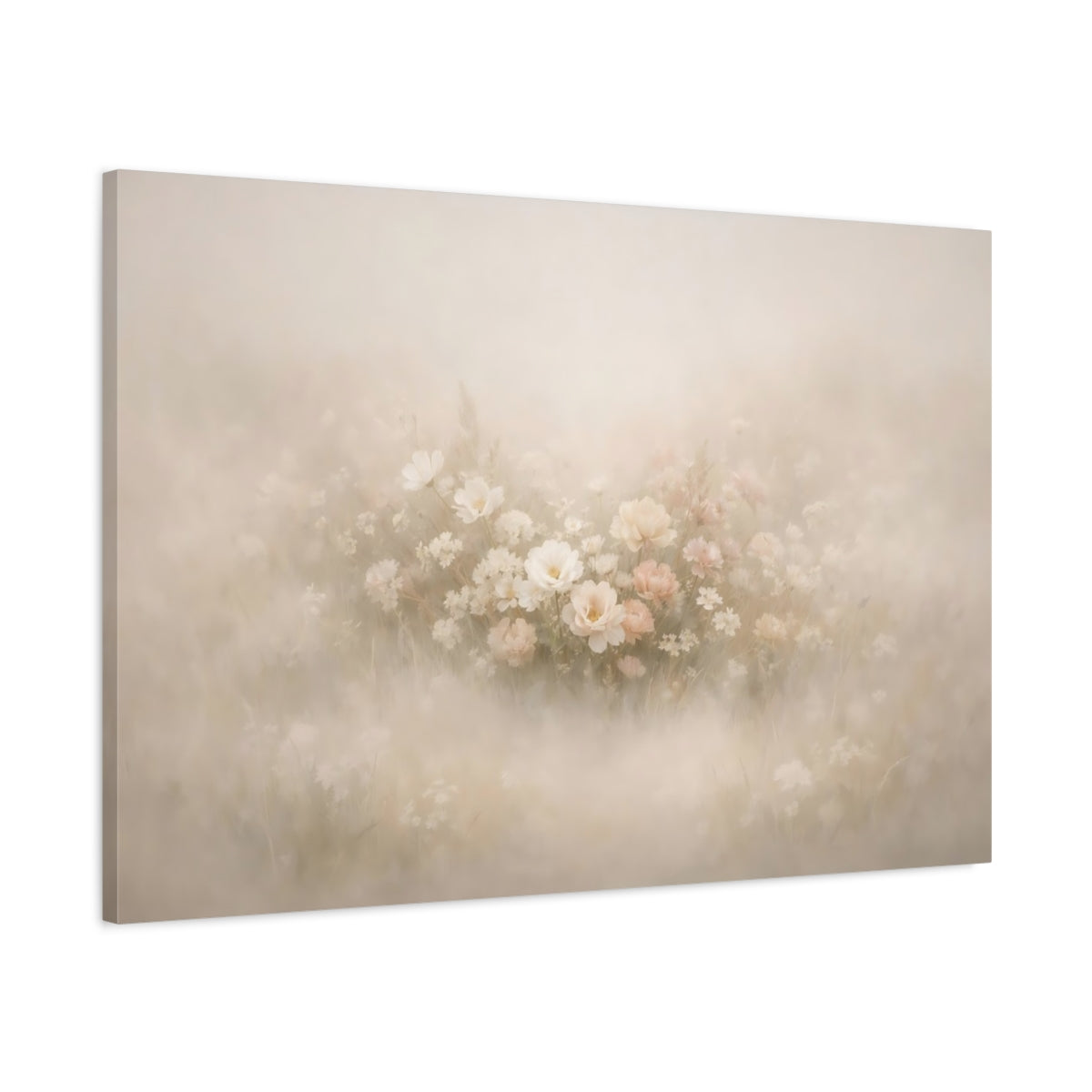 Mist Depth Floral Neutral Wildflowers - Canvas Wall Art Print
