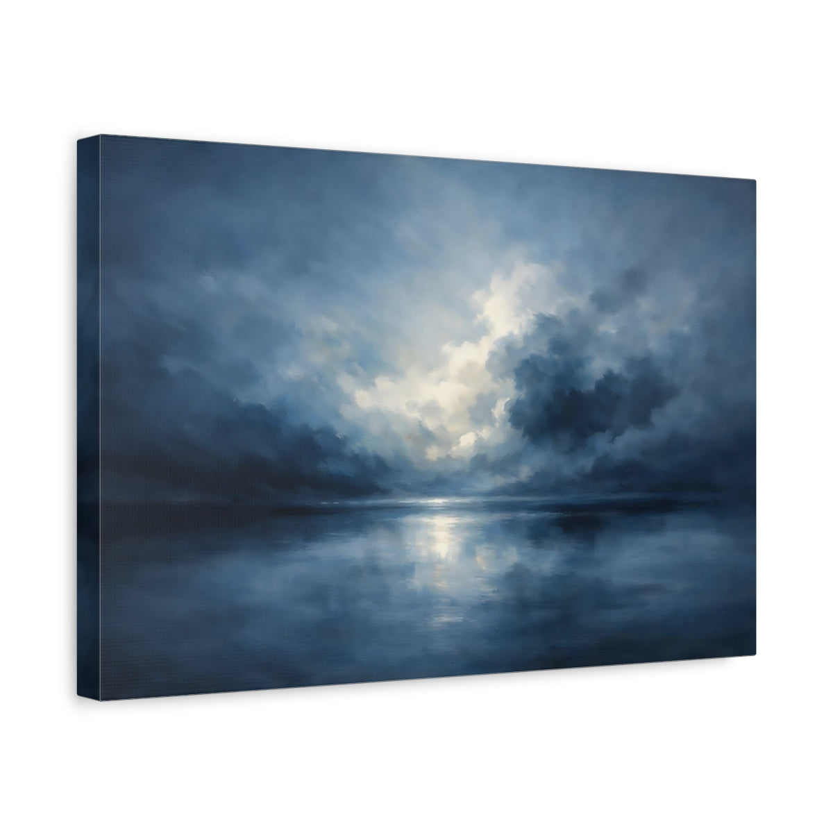 Side Mockup 4. Nature Cloudy Sea Blue Ocean Sky shown as stretched canvas wall art
