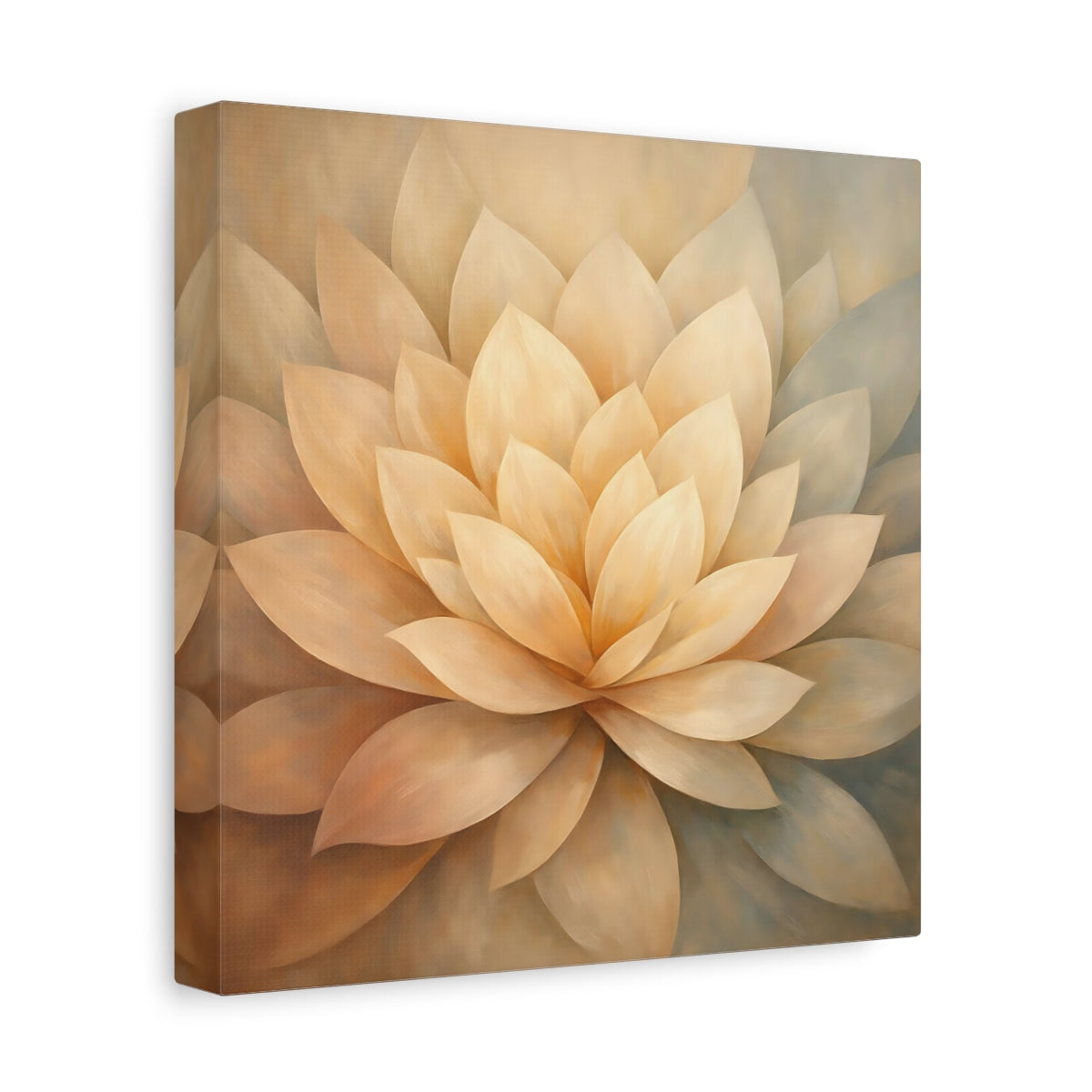 Side Mockup 9. Floral Lotus Flower Cream Lotus shown as stretched canvas wall art