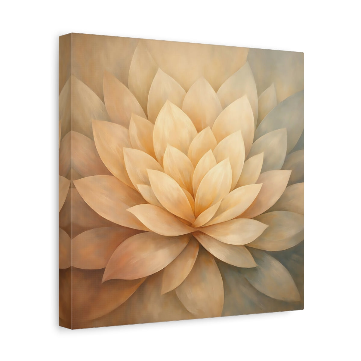 Side Mockup 8. Floral Lotus Flower Cream Lotus shown as stretched canvas wall art