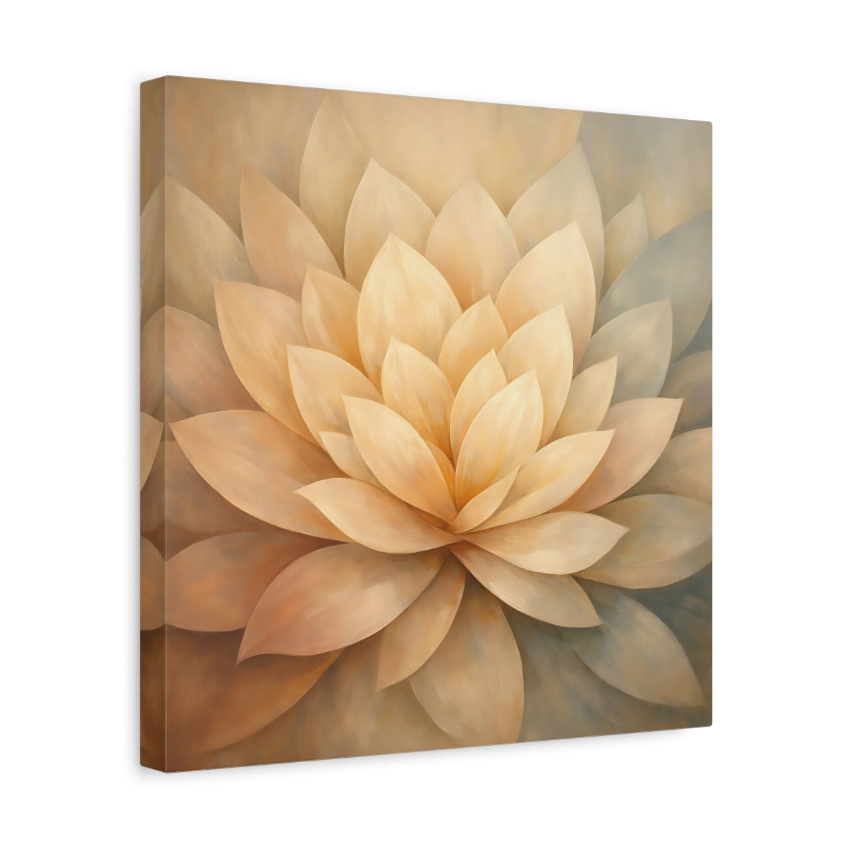 Side Mockup 7. Floral Lotus Flower Cream Lotus shown as stretched canvas wall art
