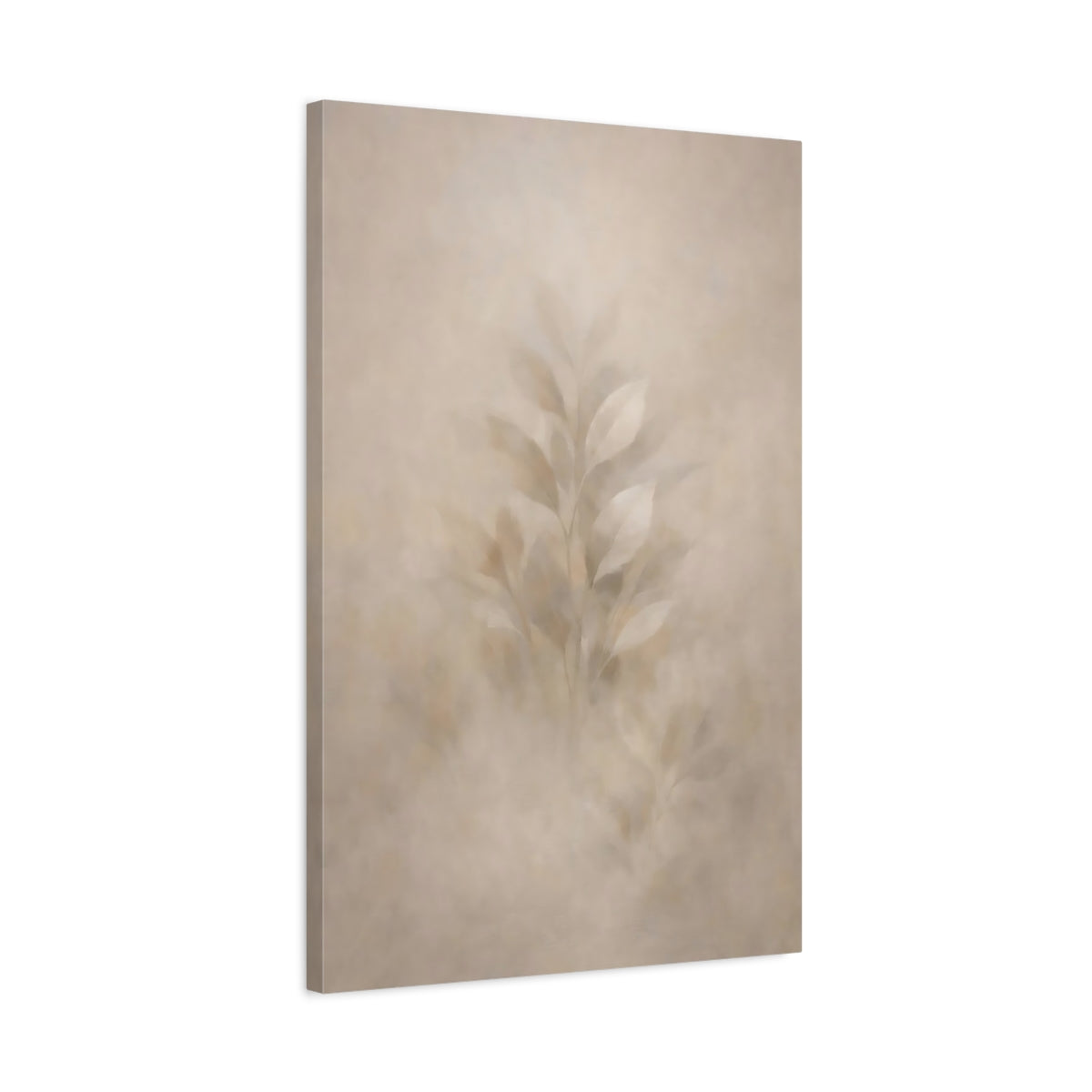 Side Mockup 2. Nature Leaves Muted Leaves shown as stretched canvas wall art
