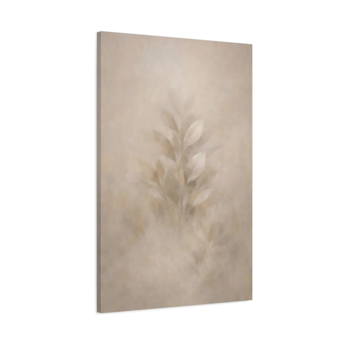 Side Mockup 1. Nature Leaves Muted Leaves shown as stretched canvas wall art