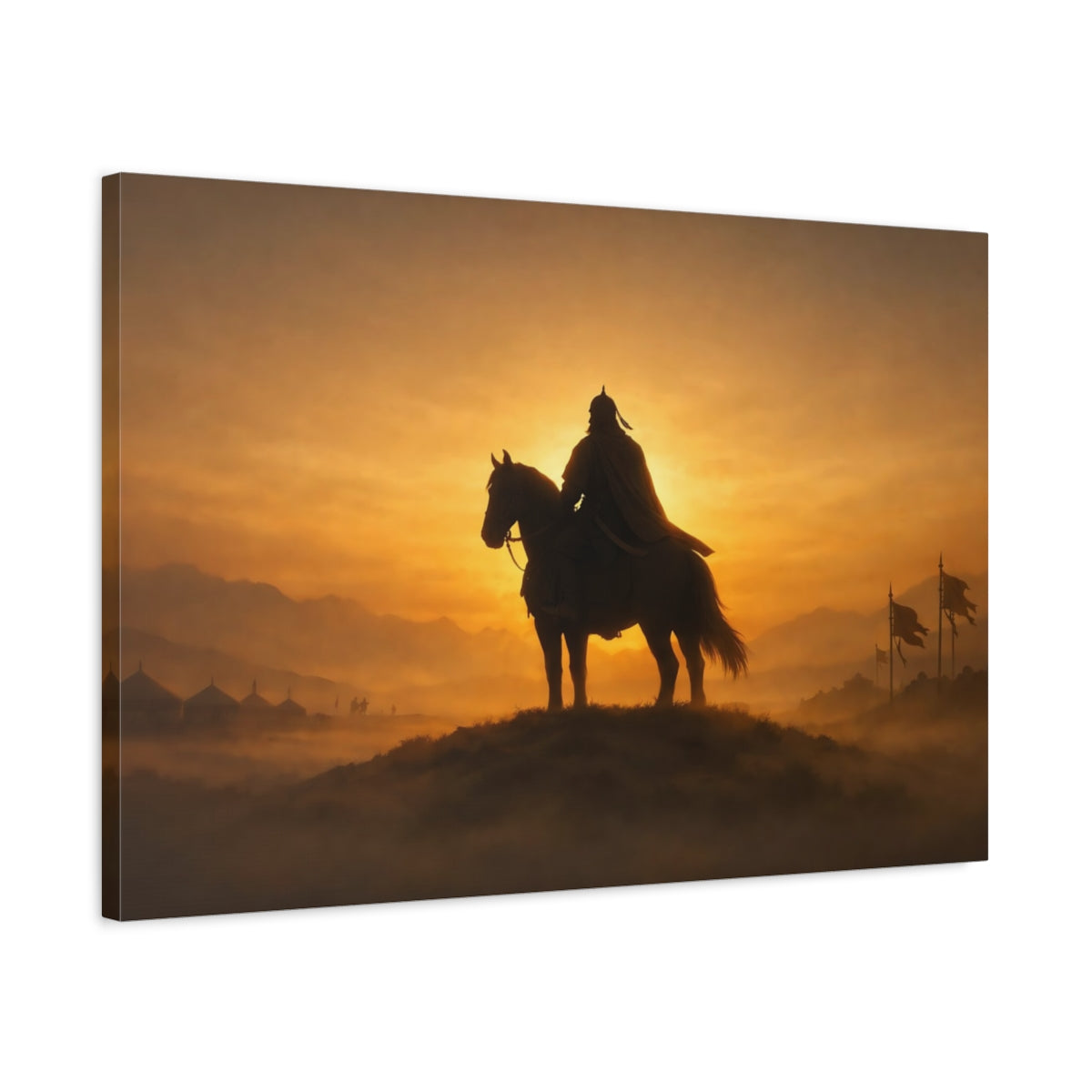 Golden Glow Genghis Khan Warrior Vintage - Canvas Wall Art Print
