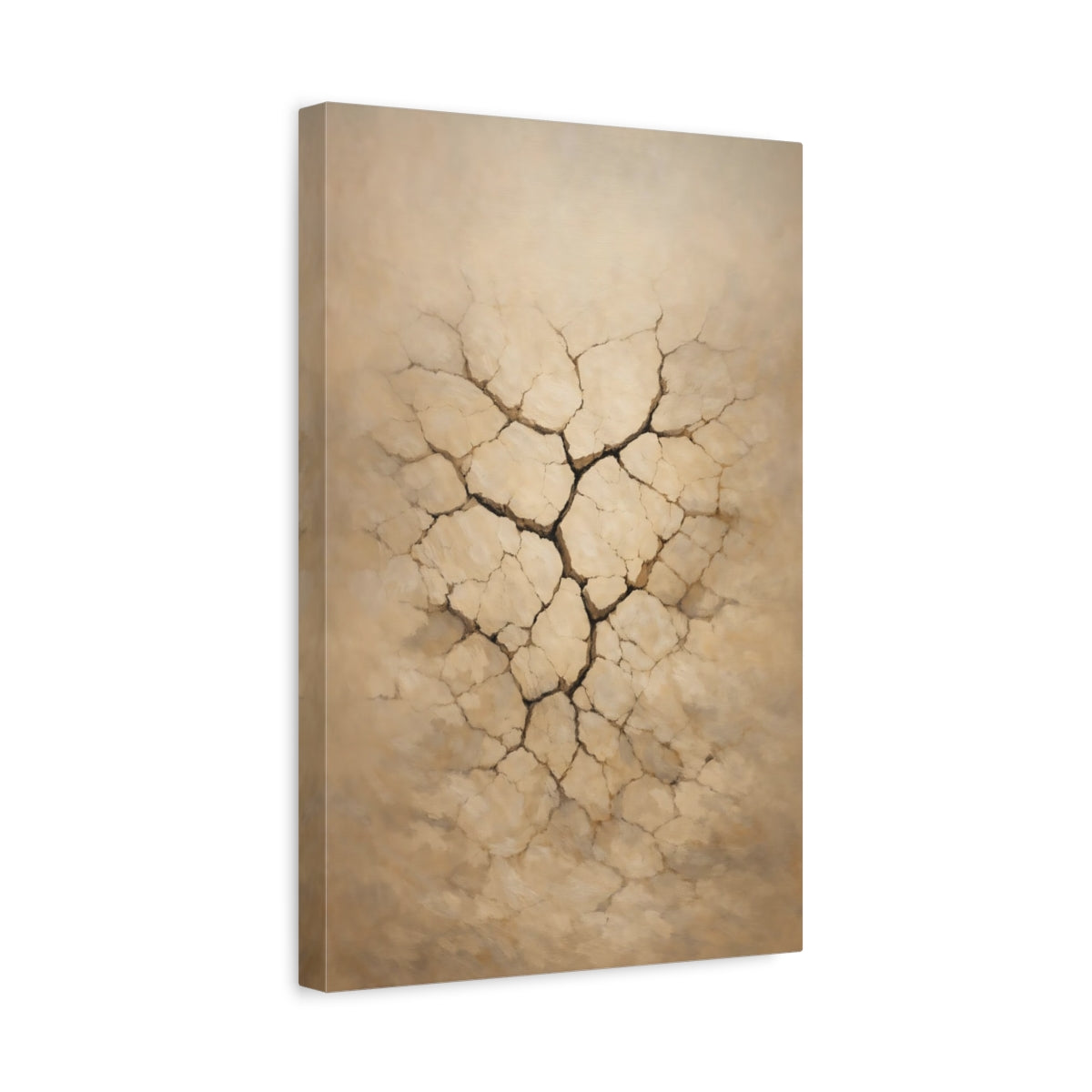 Side Mockup 4. Line Art Cracked Clay Surface Soft Light shown as stretched canvas wall art