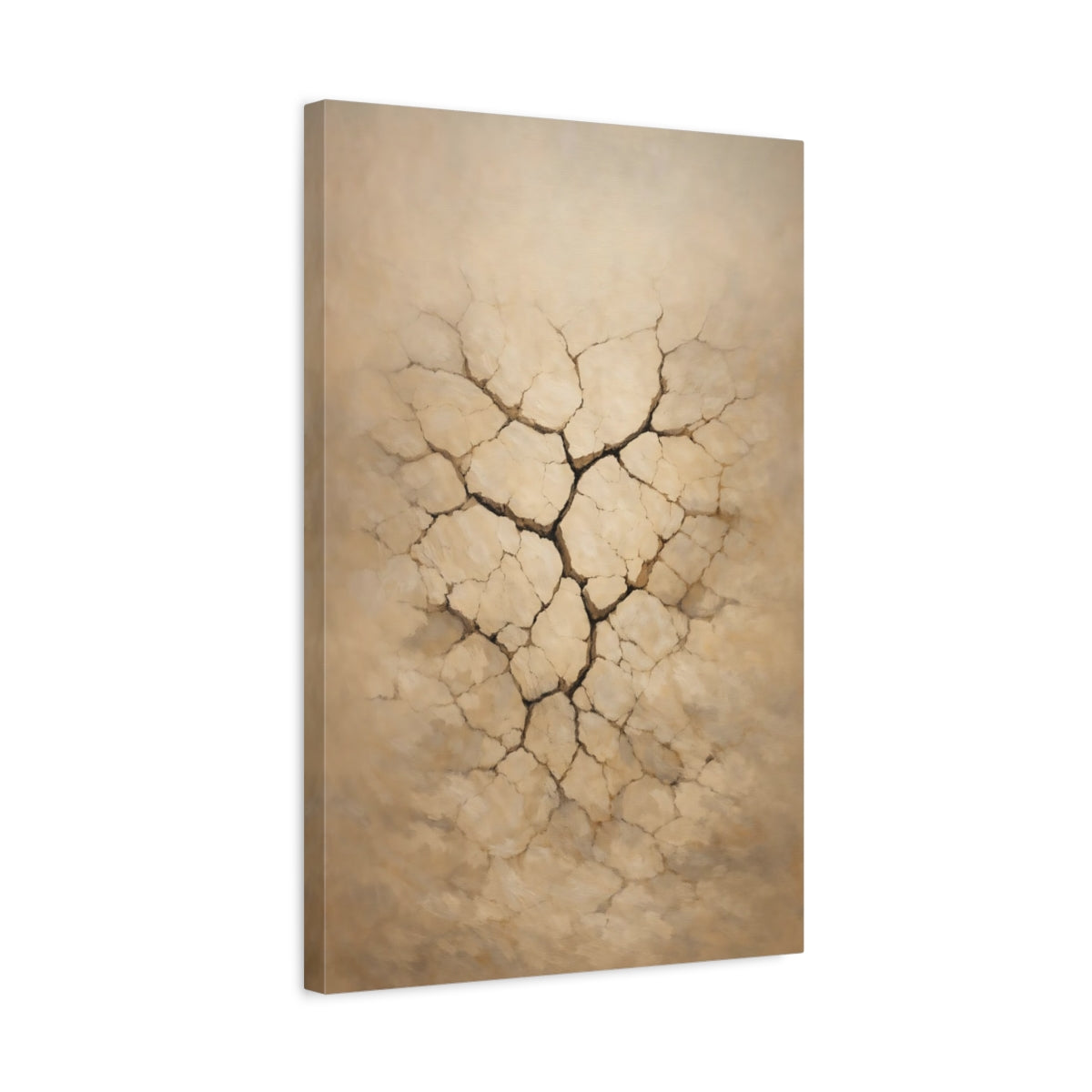 Side Mockup 3. Line Art Cracked Clay Surface Soft Light shown as stretched canvas wall art