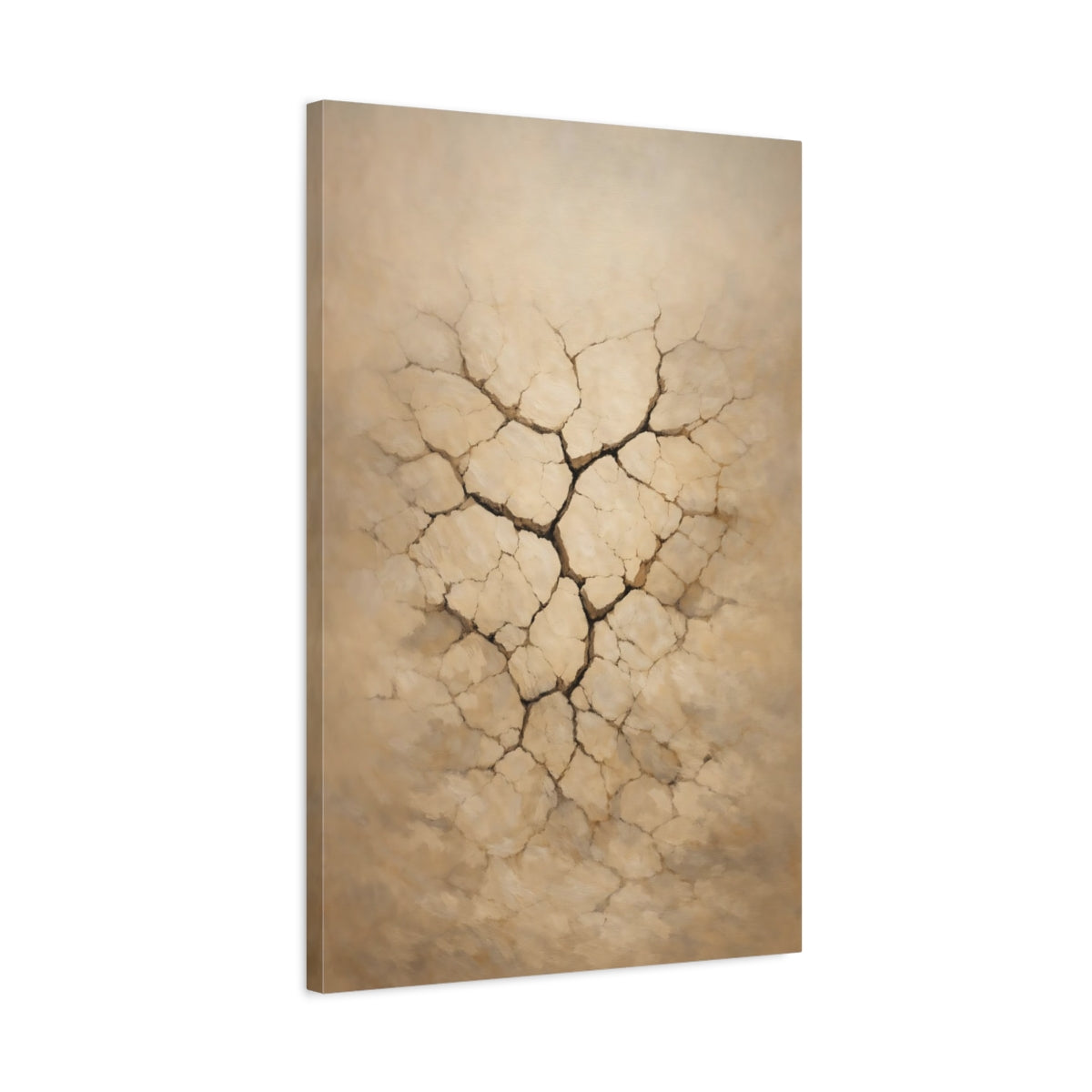 Side Mockup 2. Line Art Cracked Clay Surface Soft Light shown as stretched canvas wall art