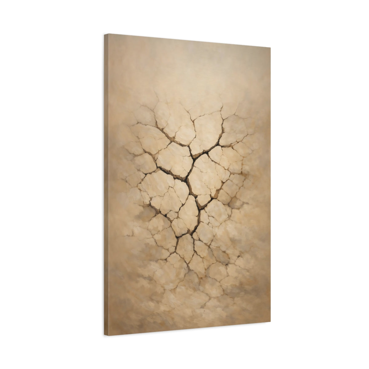 Side Mockup 1. Line Art Cracked Clay Surface Soft Light shown as stretched canvas wall art