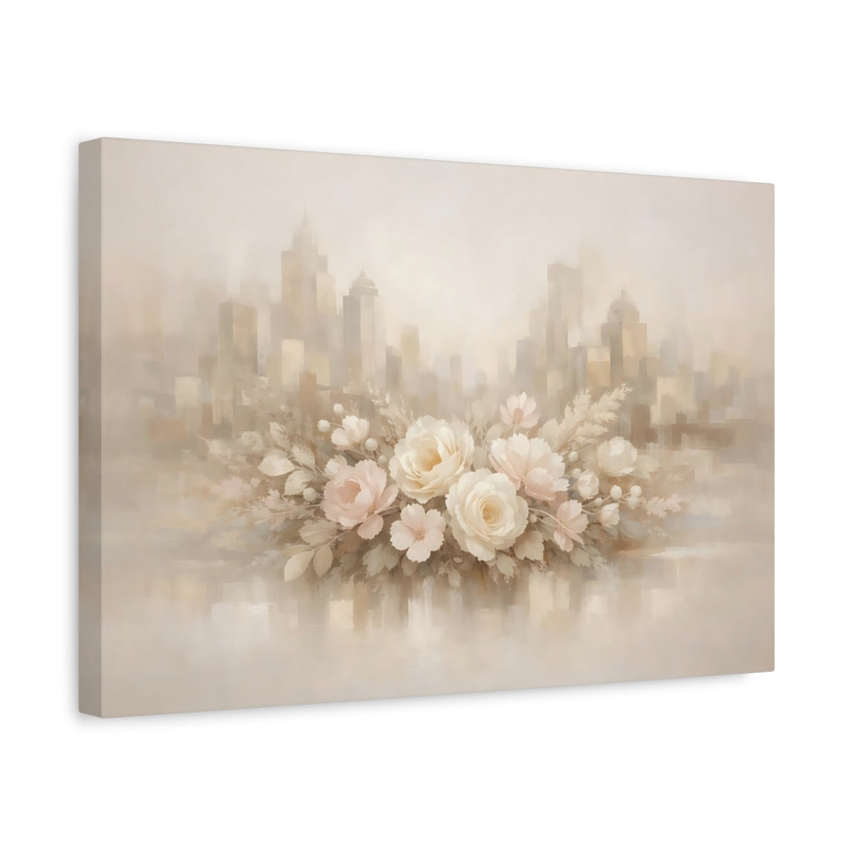 Floral Neutral Abstract City Flowers - Canvas Wall Art Print
