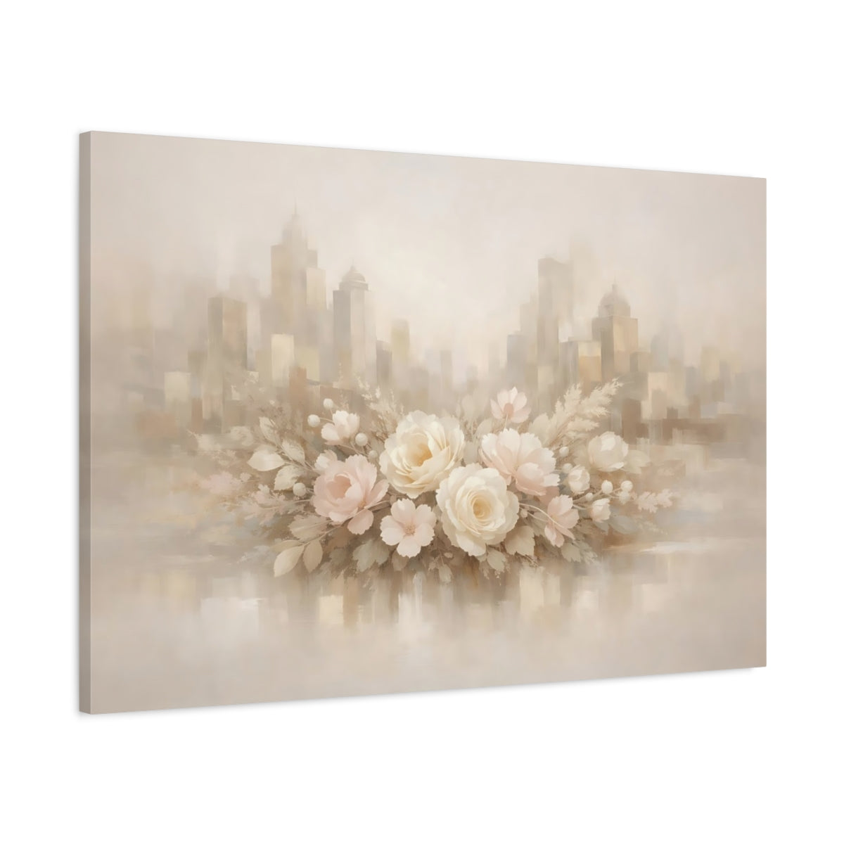 Floral Neutral Abstract City Flowers - Canvas Wall Art Print