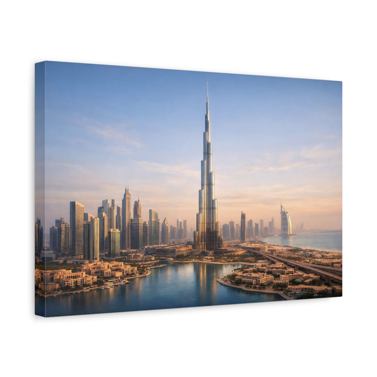 Dubai Skyline Burj Khalifa Science Fiction - Canvas Wall Art Print