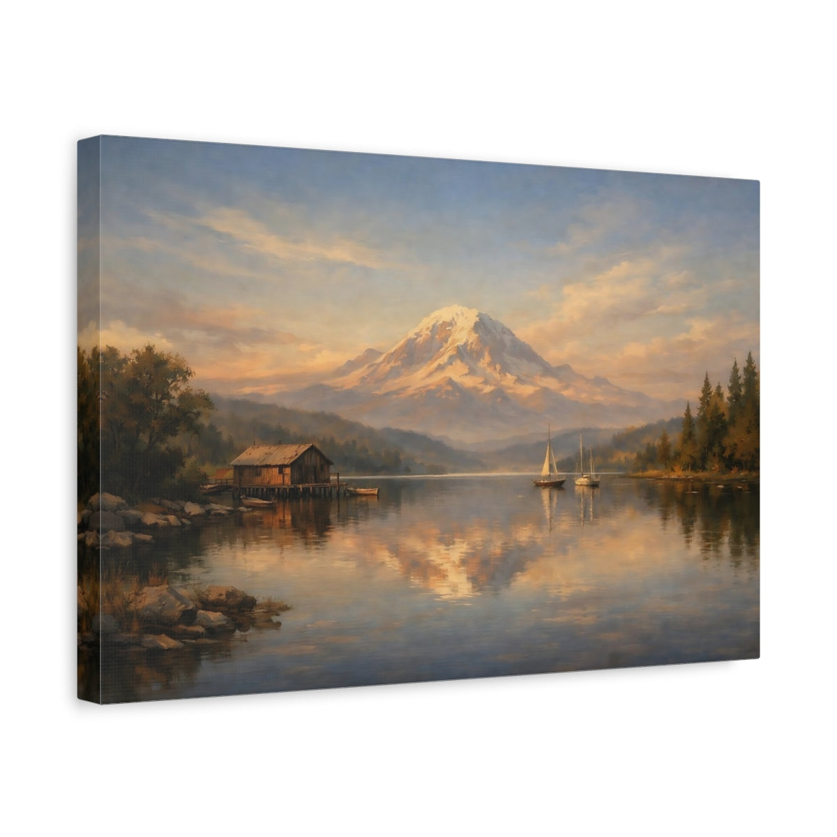 Side Mockup 4. Interior Style High Contrast Repetition Lines shown as stretched canvas wall art