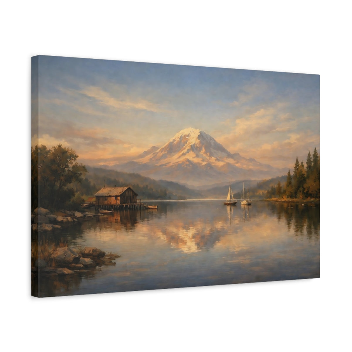 Side Mockup 3. Interior Style High Contrast Repetition Lines shown as stretched canvas wall art