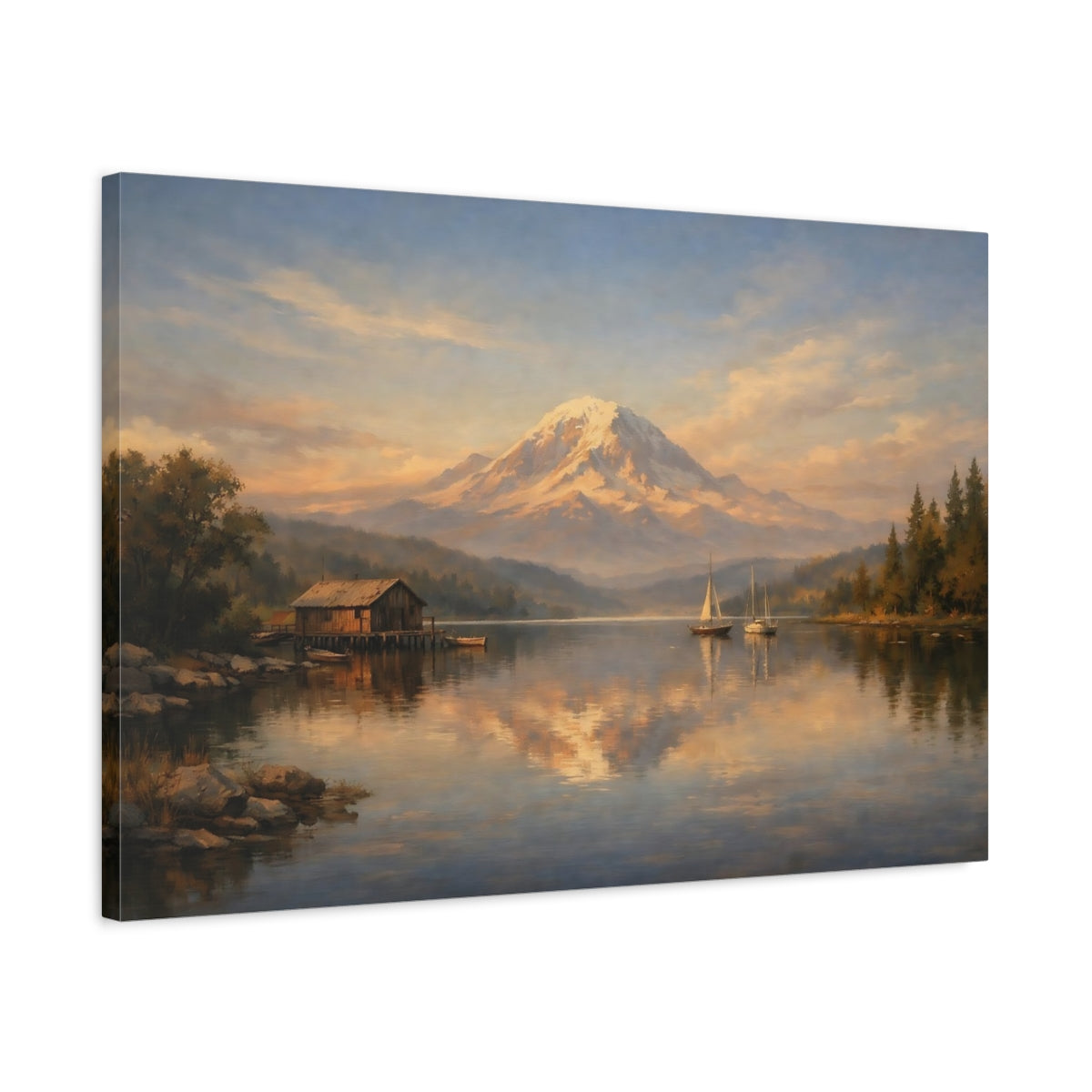 Side Mockup 2. Interior Style High Contrast Repetition Lines shown as stretched canvas wall art