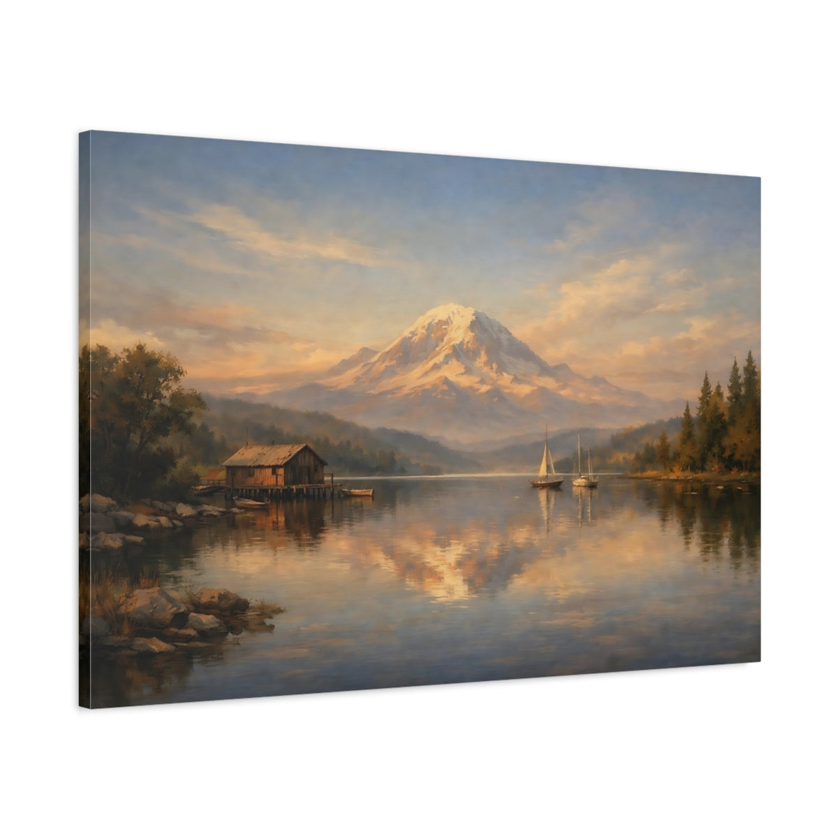 Side Mockup 1. Interior Style High Contrast Repetition Lines shown as stretched canvas wall art
