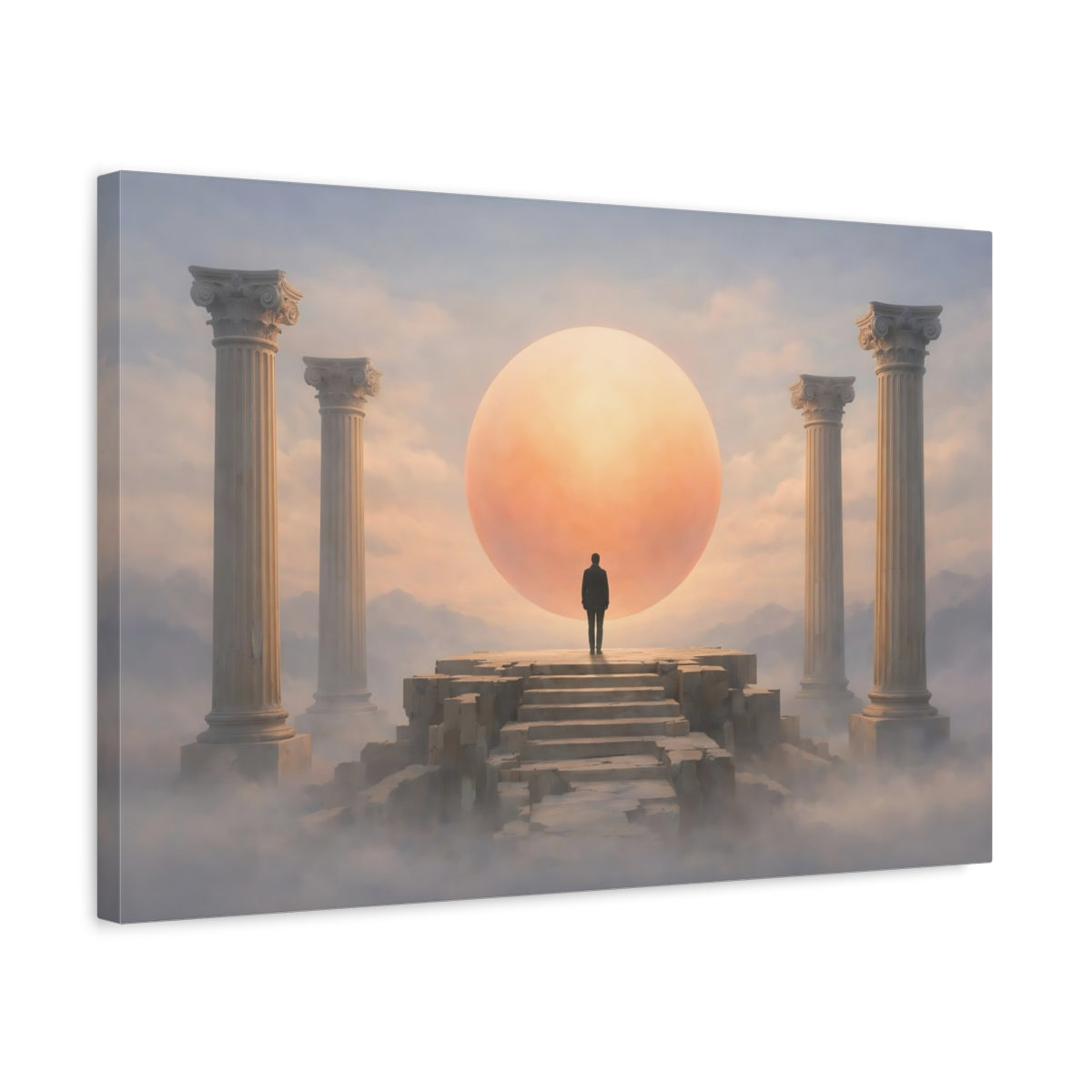 Soft Matte Roman Columns Lone Figure Abstract - Canvas Wall Art Print
