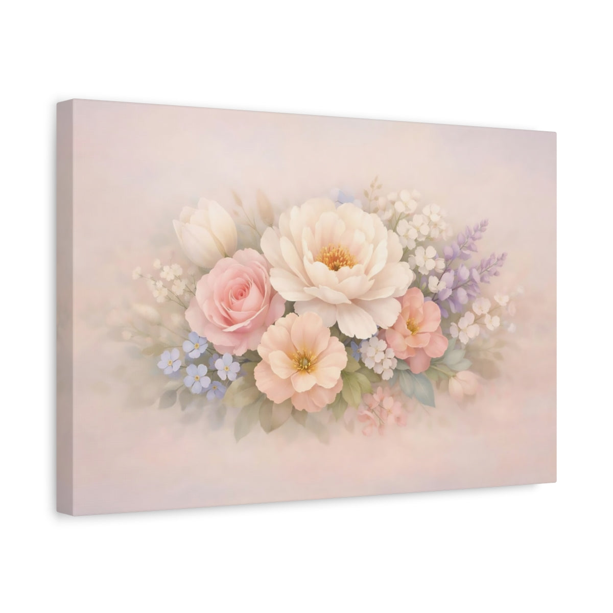 Pastel Flowers Floral Bouquet - Canvas Wall Art Print