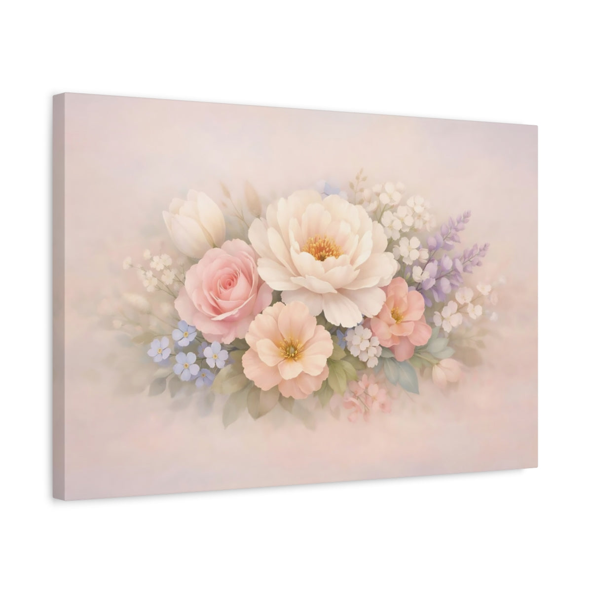 Pastel Flowers Floral Bouquet - Canvas Wall Art Print
