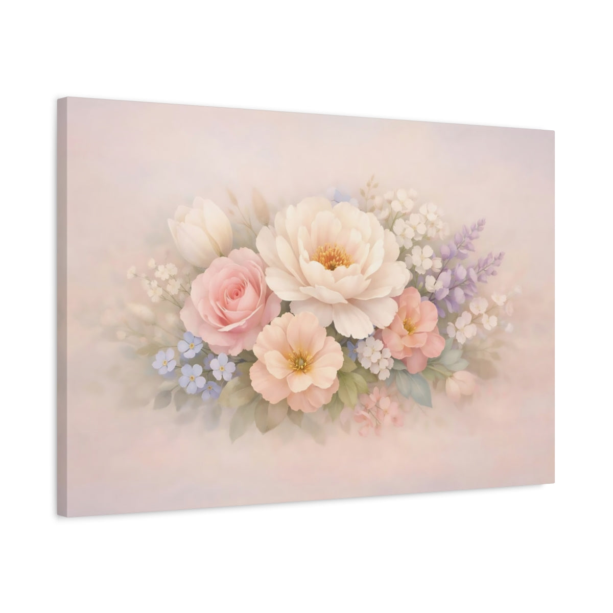 Pastel Flowers Floral Bouquet - Canvas Wall Art Print