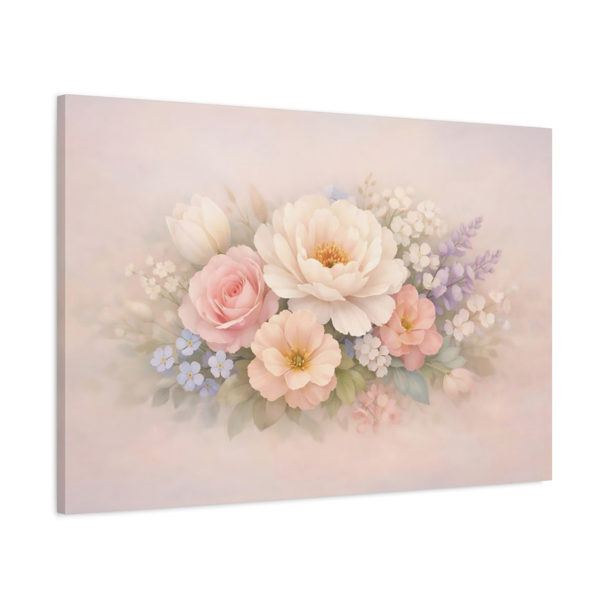 Pastel Flowers Floral Bouquet - Canvas Wall Art Print