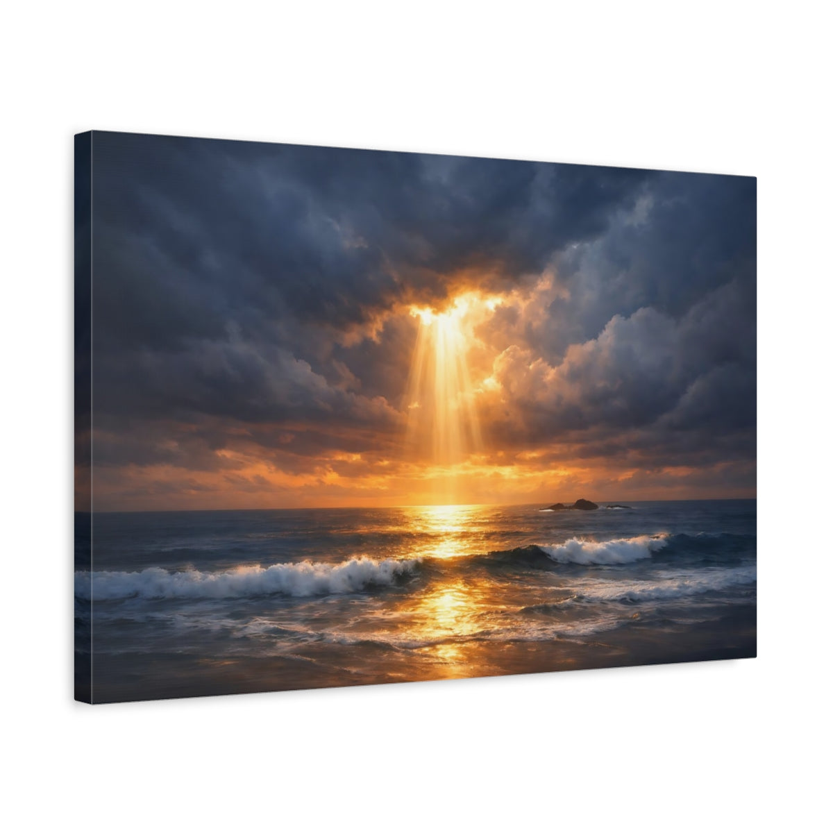 Seascape Dramatic Sky Ocean Sunset Nature - Canvas Wall Art Print