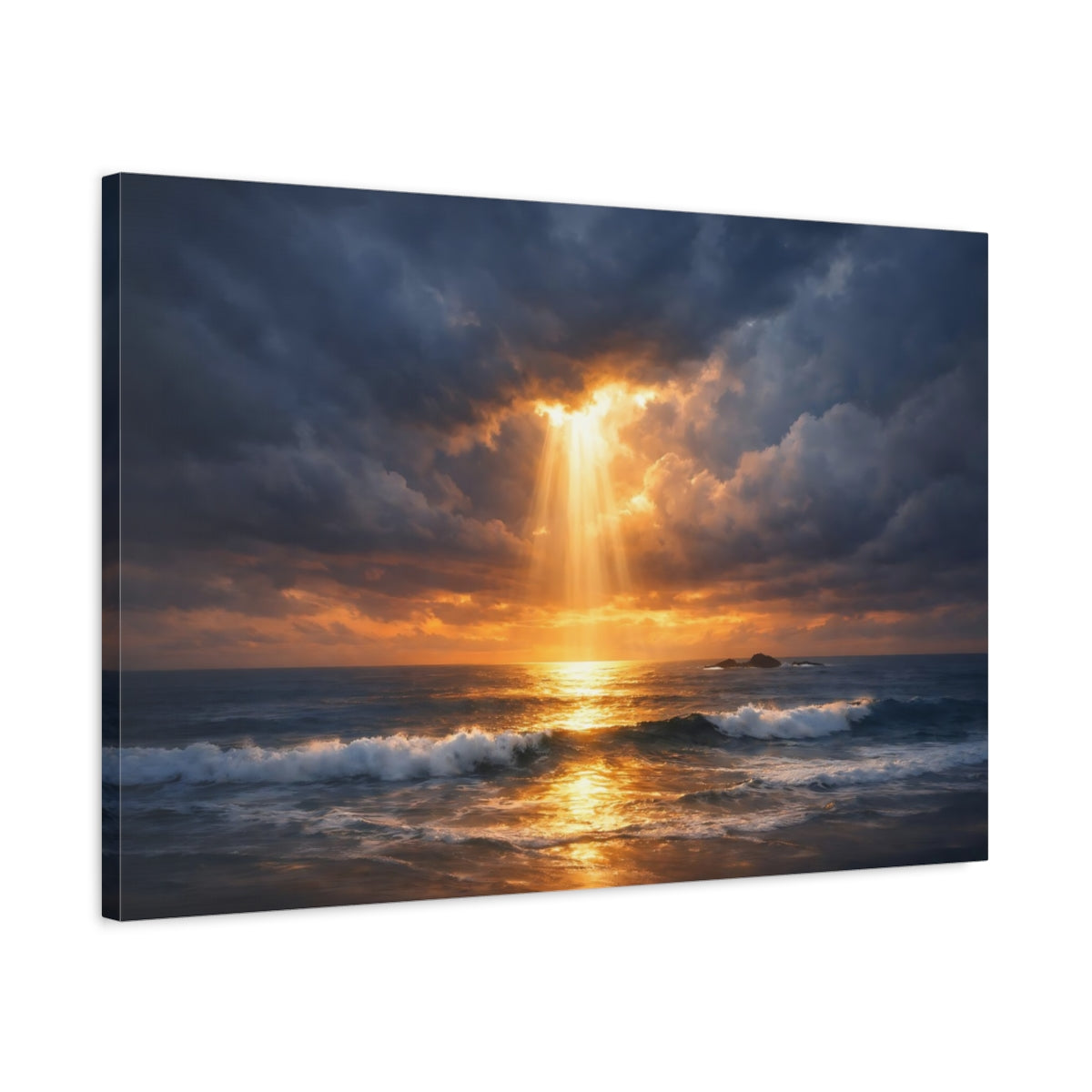 Seascape Dramatic Sky Ocean Sunset Nature - Canvas Wall Art Print